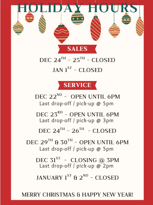 Holiday Hours 2025