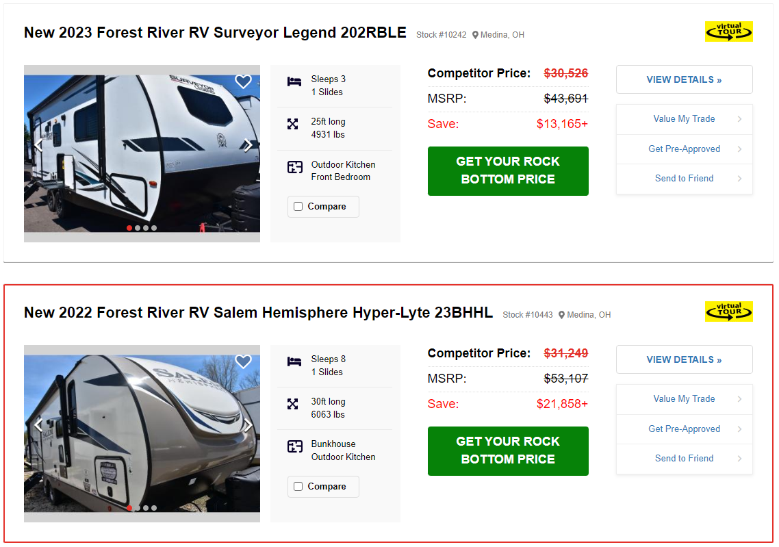 rvs dealer with rock bottom pricing