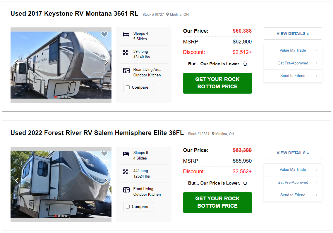 used campers sales near me