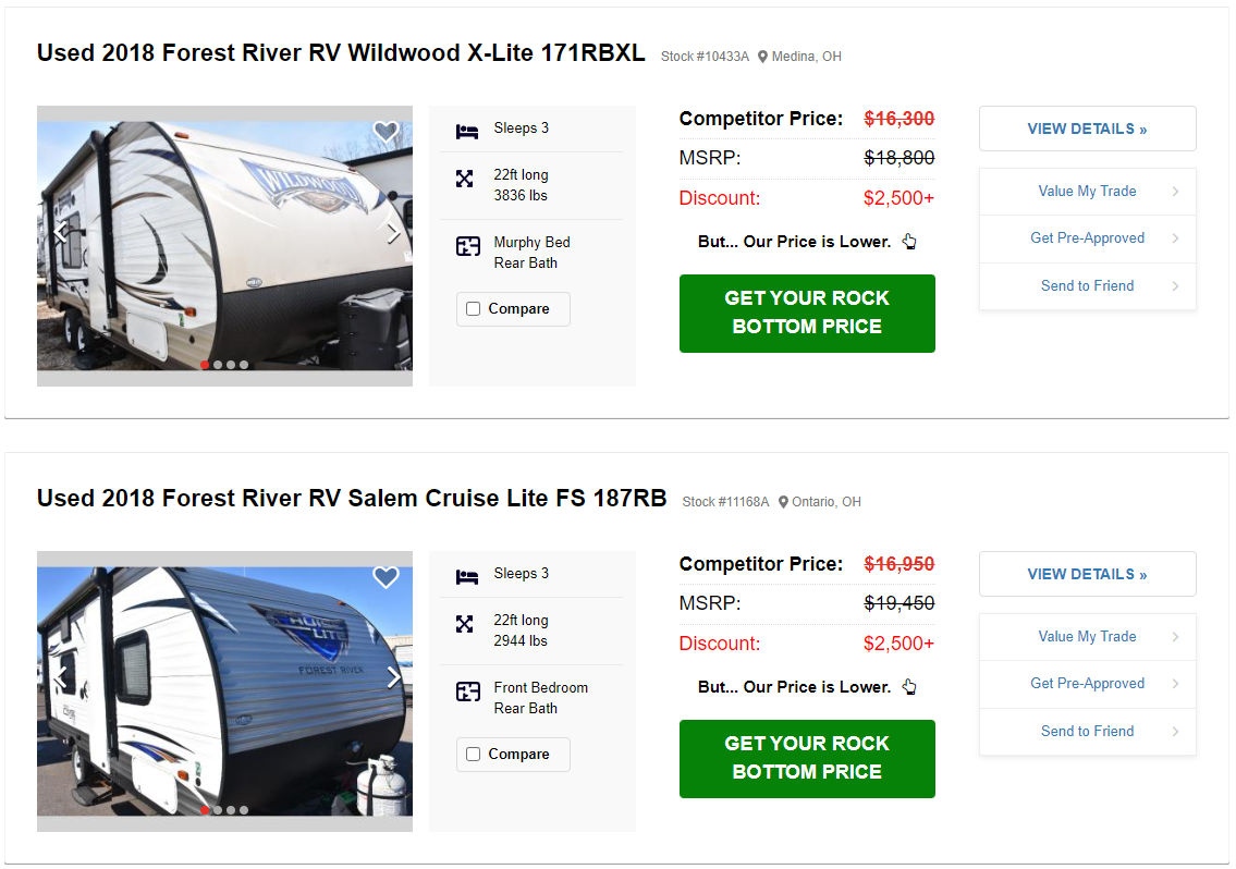 used travel trailer sales at everyday rock bottom price