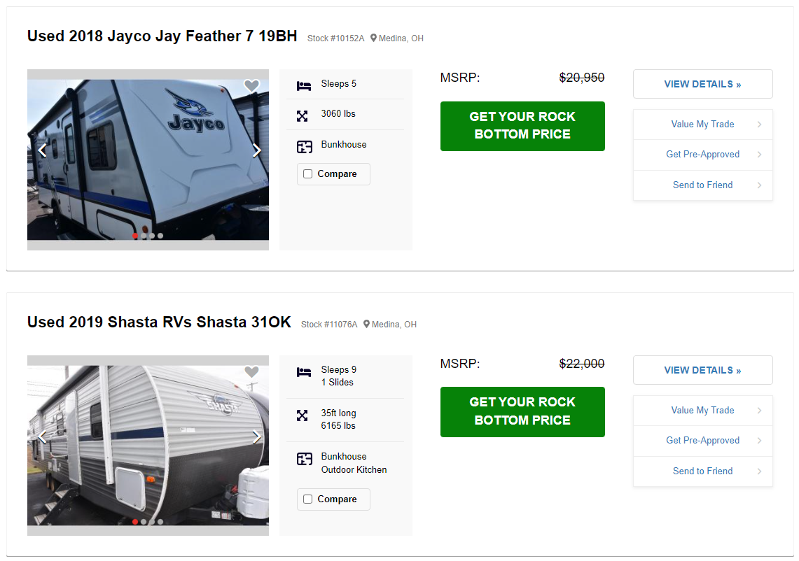 used travel trailers at avalon rv center dealership
