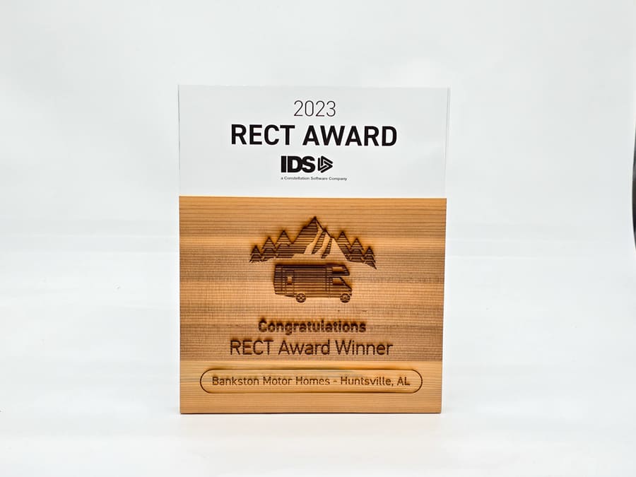 IDS RECT Award 2023 plaque for Bankston Motor Homes