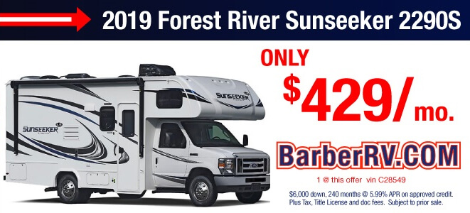 2019 Forest River Sunseeker 2290s Only $429 Per Month