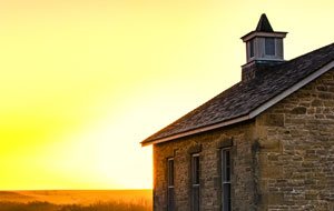 Old stone building on a prairie