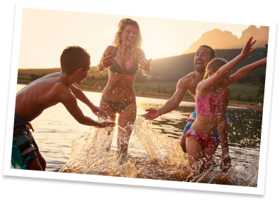 Family in water
