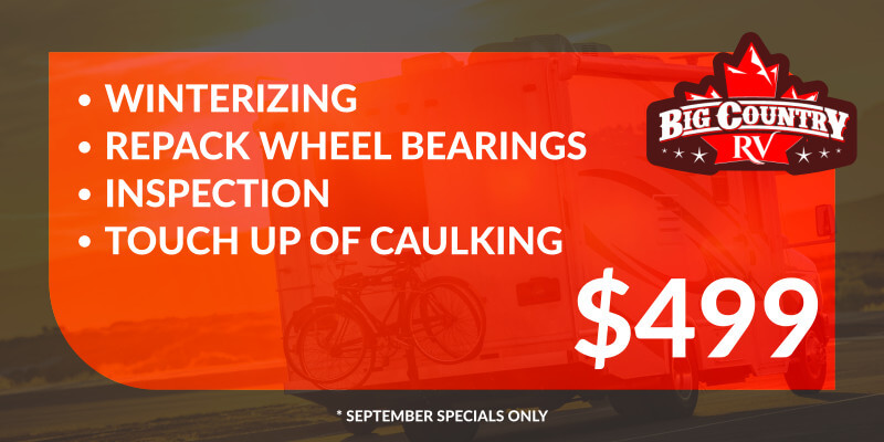 Winterizing, repack wheel bearings, inspection, and touch up of caulking for $499