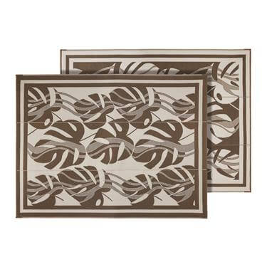 Outdoor Mat - Brown and White Leaf Pattern
