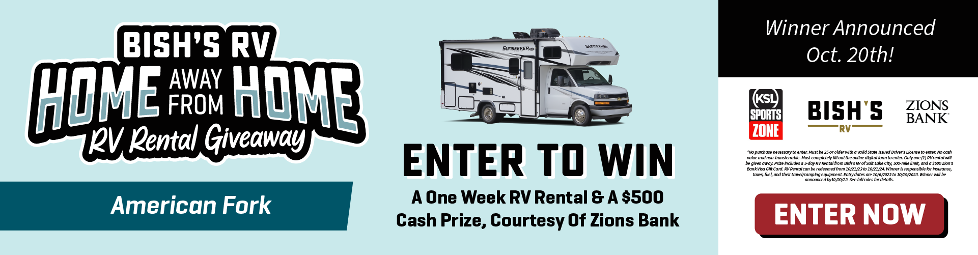 Enter To Win A RV Rental Giveaway! See rules for details.