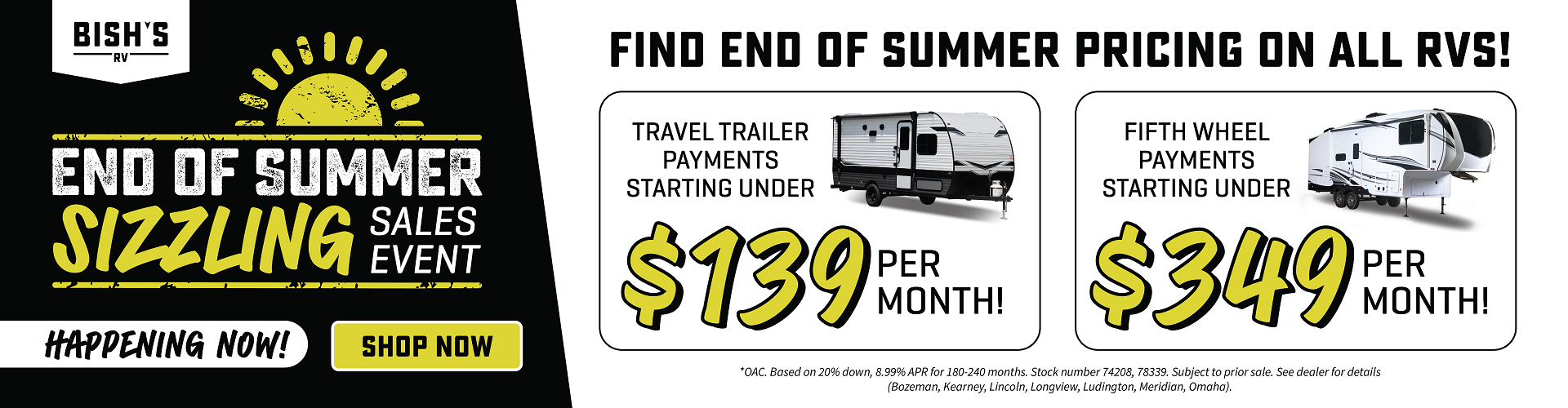 Find End of Summer Pricing On RVs! - End Of Summer Sizzling Sales Event - Happening Now!