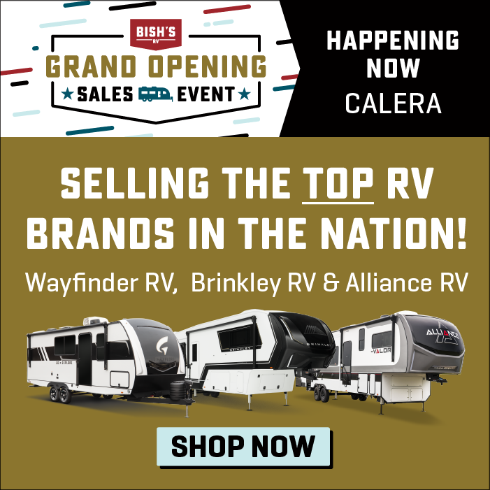 Selling Brinkley RV, Alliance RV, and Wayfinder RV - Grand Opening Sale - Bish's RV of Calera