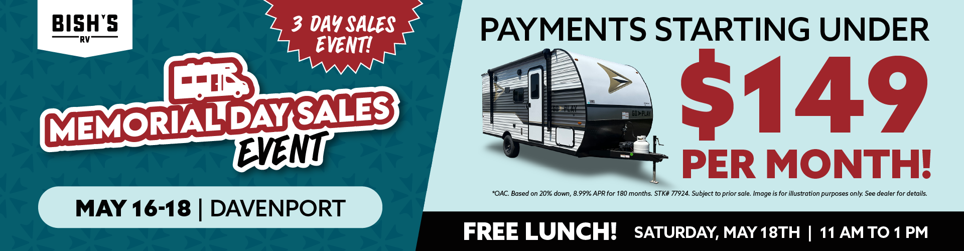Memorial Day Sales Event - May 16-18 - Bish's RV of Davenport, IA