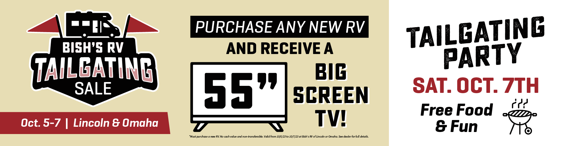 Bish's RV Tailgating Sale - Oct. 5-7, 2023 - Bish's RV of Lincoln and Omaha