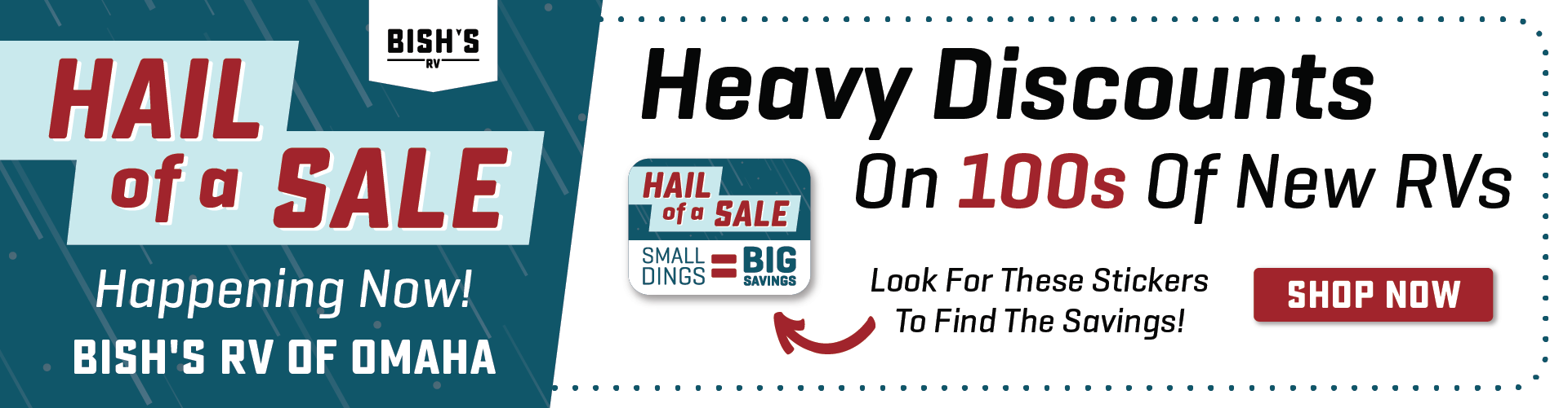 Small Dings = Big Savings - Get discounts on hail damaged RVs - Happening Now While Supplies Last - Bish's RV of Omaha