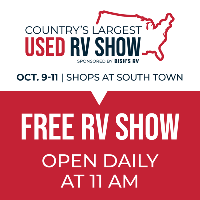 Free Used RV Show - Country's Largest Used RV Show - Oct. 9-11, 2025- The Shops at South Town