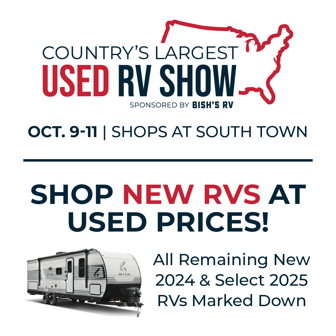 Shop New RVS at used Prices! Country's Largest Used RV Show - Oct. 9-11, 2025- The Shops at South Town