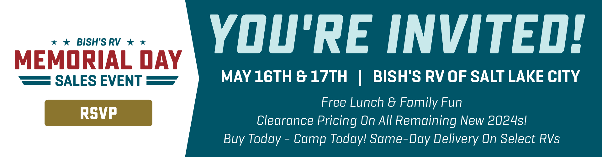 Free Lunch & Family Fun - May 16-17, 2025 - Bish's RV of Salt Lake City
