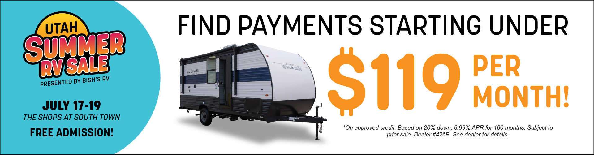 Utah Summer RV Sale Sponsored By Bish's RV  - July 17-19, 2025 - The Shops at South Town