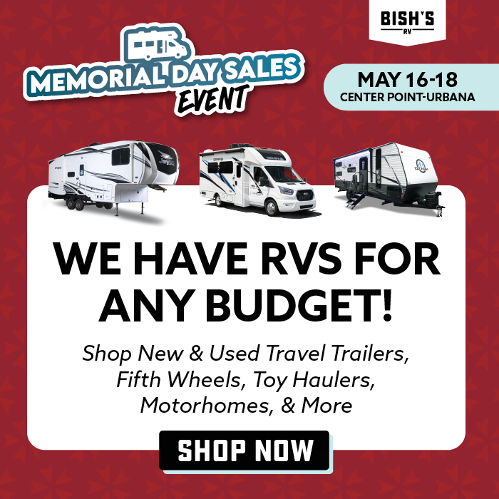 Shop our ENTIRE inventory of new and used travel trailers, fifth wheels, toy haulers, motorhomes, and more! Bish's RV of Center Point-Urbana, IA