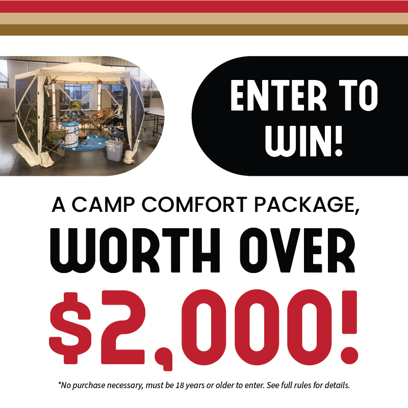Enter to Win a Camp Comfort Package, worth $2,000 during the 2024 Lane County RV Palooza. See rules for details