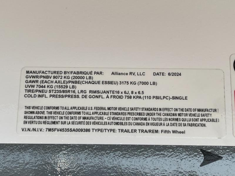 New 2025 Alliance RV Valor 40V13 Toy Hauler Fifth Wheel at Bish's