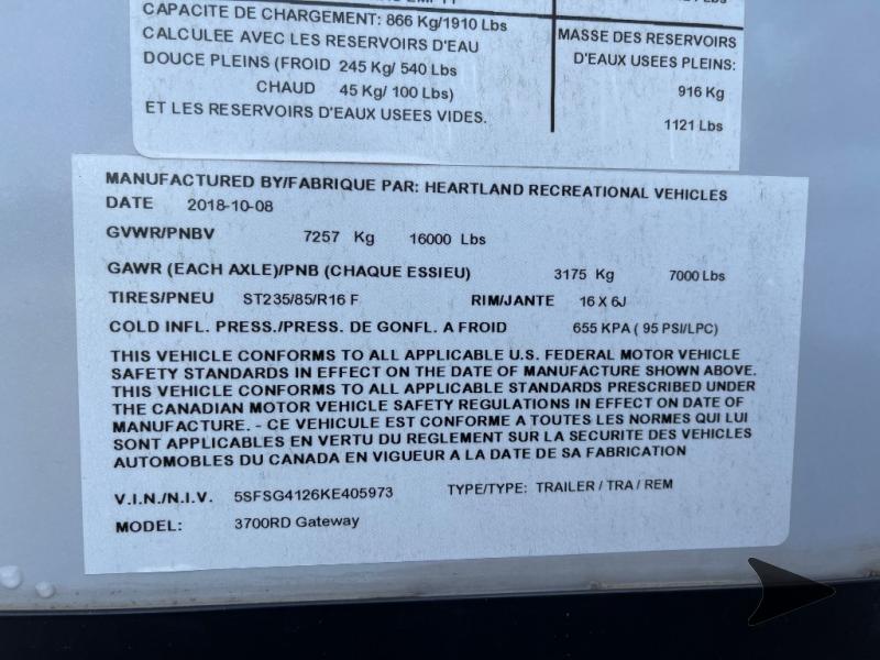 Used 2019 Heartland Gateway 3700 RD Fifth Wheel at Bish's RV