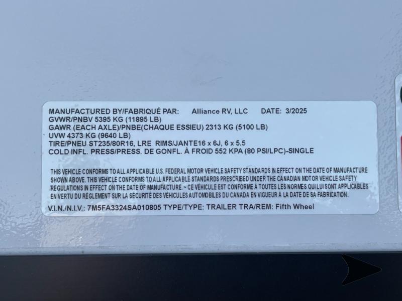 New 2026 Alliance RV Avenue All-Access 29RL Fifth Wheel at Bish's