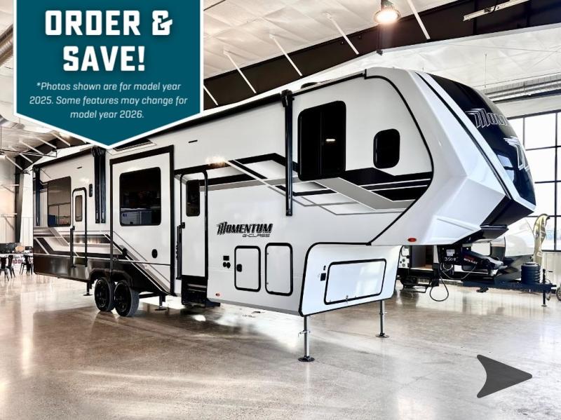New 2026 Grand Design Momentum G-Class 350G Toy Hauler Fifth Wheel