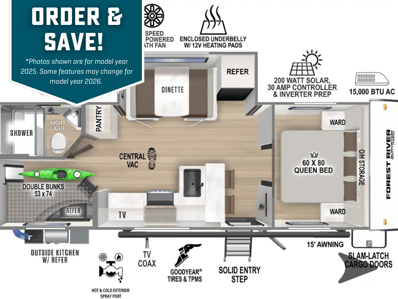 New 2026 Forest River RV Surveyor Legend 260BHLE Travel Trailer at