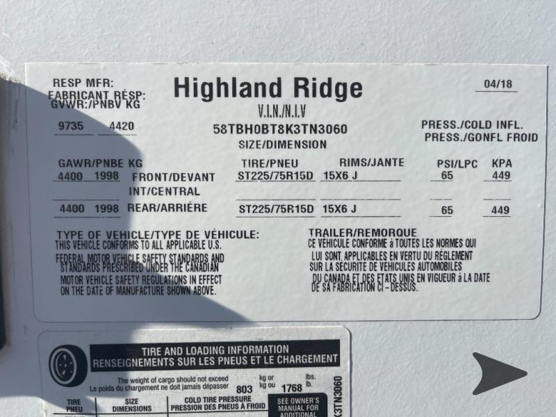 2019 Highland Ridge RV light lt312bhs