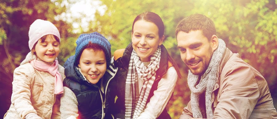 Family in the woods