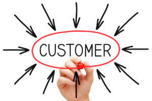 The word 'customer' circled with arrows pointing to it.