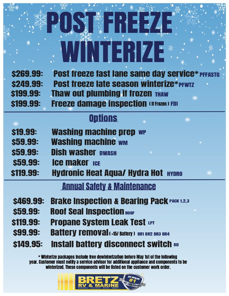 Service Specials RVs Continued