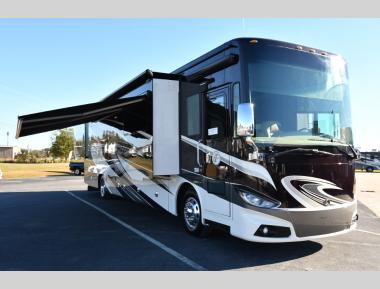 Left Front Corner - Awning and Slide-outs Extended