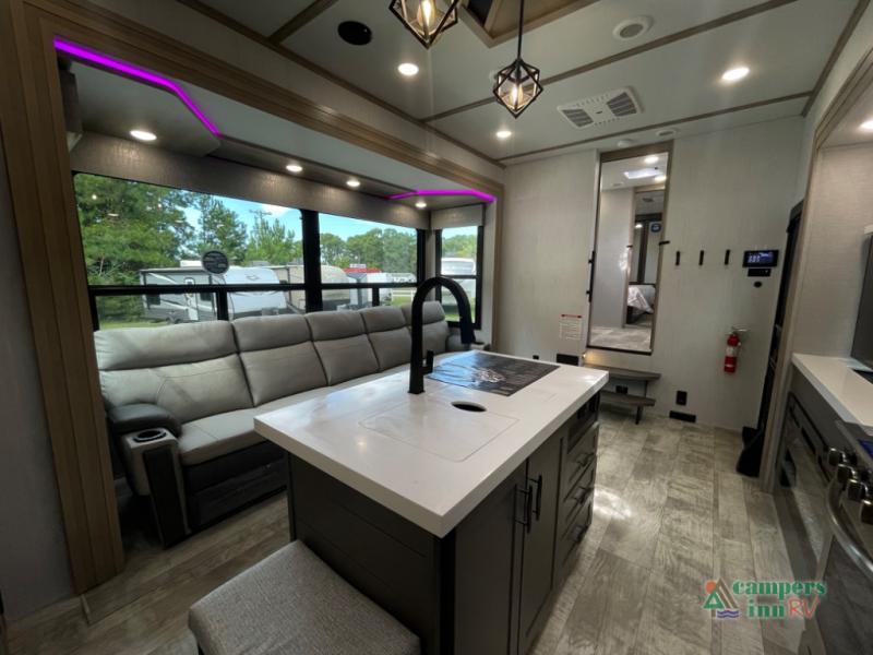New 2024 Grand Design Momentum 410TH Toy Hauler Fifth Wheel at Campers