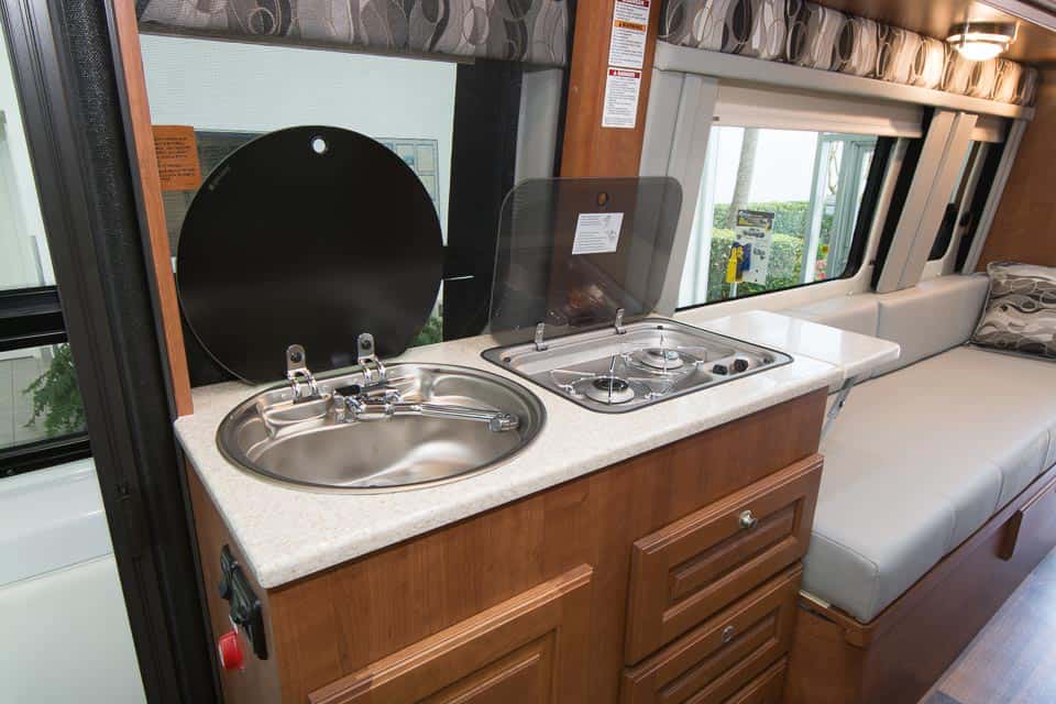 Arriva V24 Interior Sink & Stove Open View