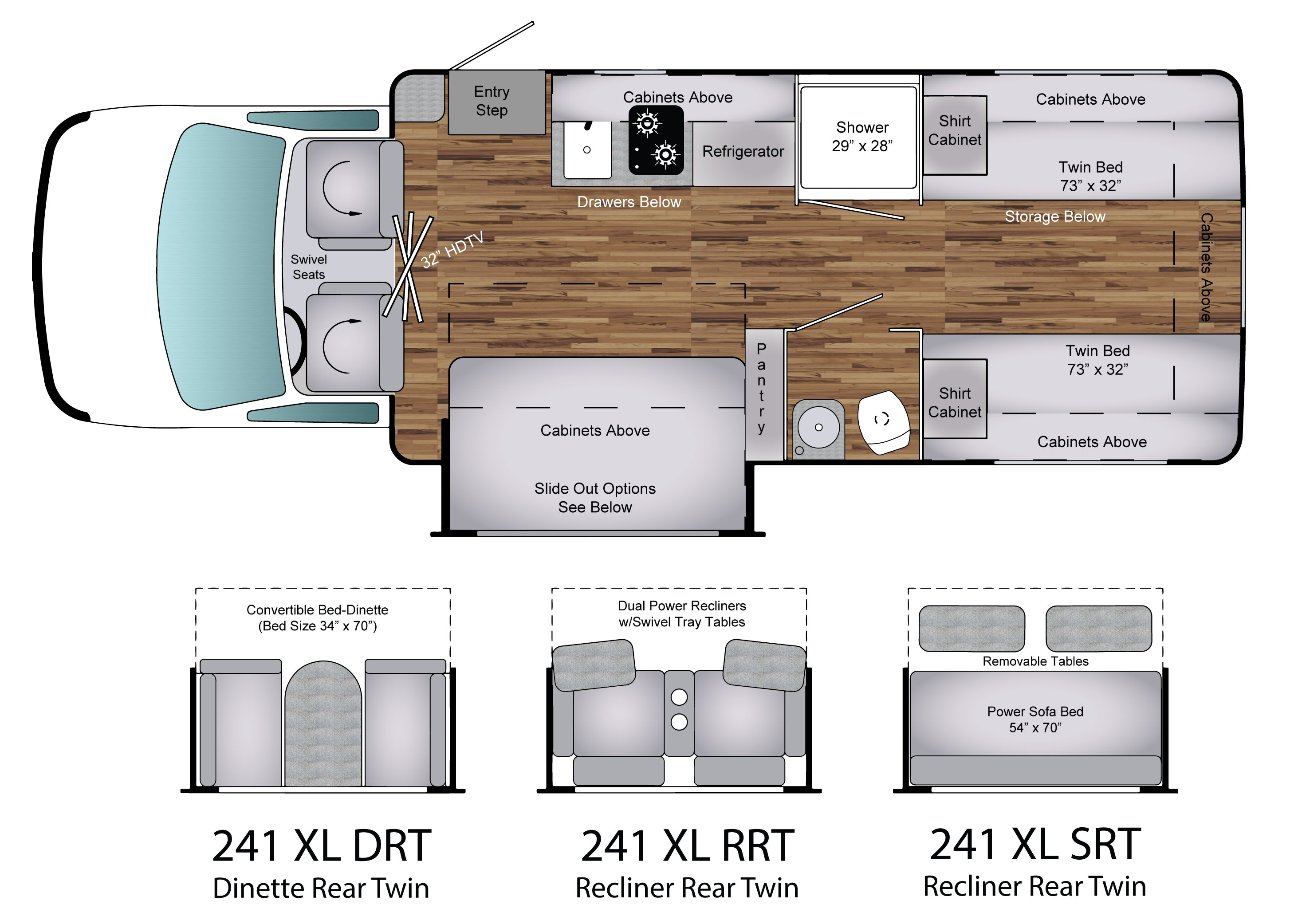 Coach House Platinum II 241XL DQ, RQ, SQ Floorplan