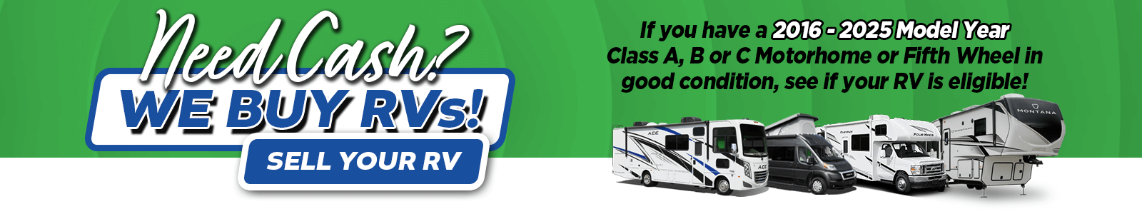 We Buy RVs - Motorhomes and Fifth Wheels