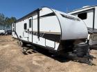 Used 2024 Prime Time Tracer 308BRDLE with 19' power awning, manual tongue jack and stabilizer jacks, and steel entry steps