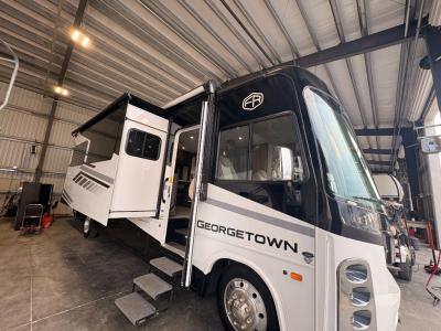 Used 2025 Forest River RV Georgetown 5 Series 34H5 Class A gas motorhome with living area slide extended