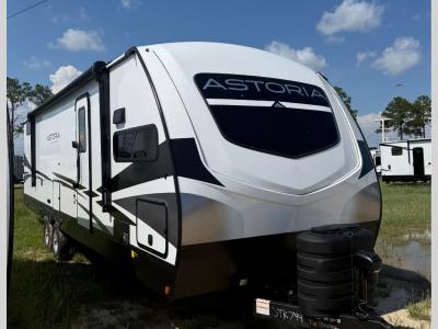 New 2026 Dutchmen Astoria 2913FK travel trailer with two slide extensions