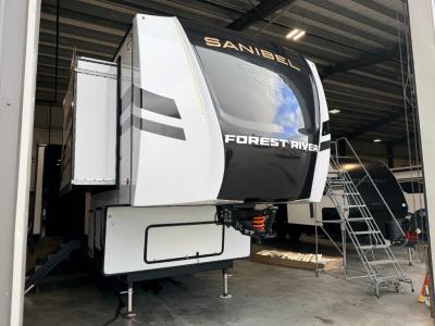 New 2026 Prime Time Sanibel 39HYBRID fifth wheel with slides extended