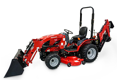 Mahindra eMax 20S with Loader, Backhoe & Mower