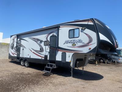 Driver's side view with 21' power awning and dual entry