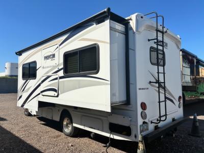 Rear cap with ladder, tire and slide out awning