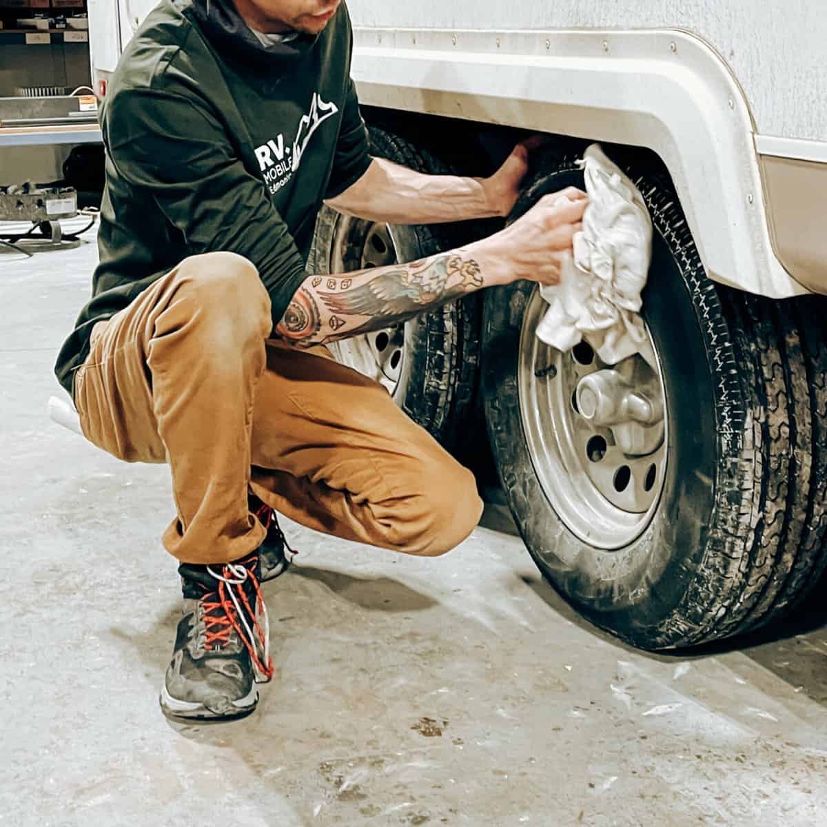 Man working on RV