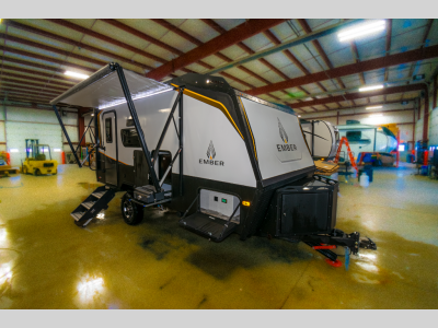 Front exterior of the 2022 Ember RV Overland Series 171FB featuring a rugged design