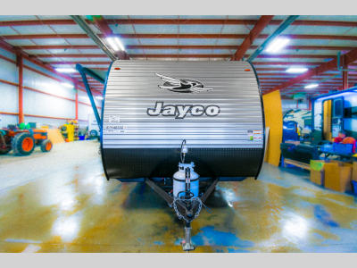 Front of 2025 Jay Flight SLX 170FQ with propane tank 
and aerodynamic profile