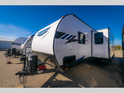 Side exterior profile of the Salem 26RBSX showcasing the large slide-out and modern design.