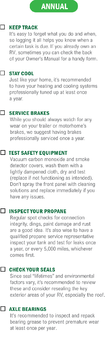 Annual RV Maintenance Checklist