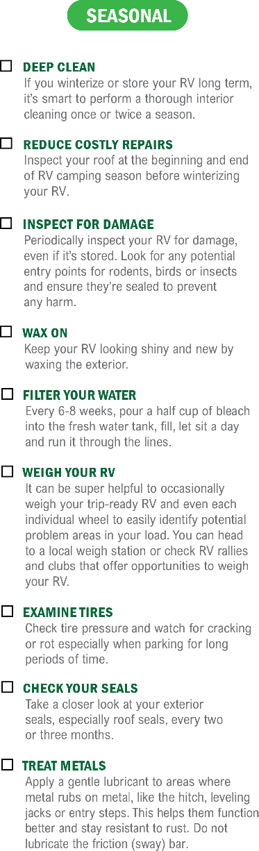 Seasonal RV Maintenance Checklist